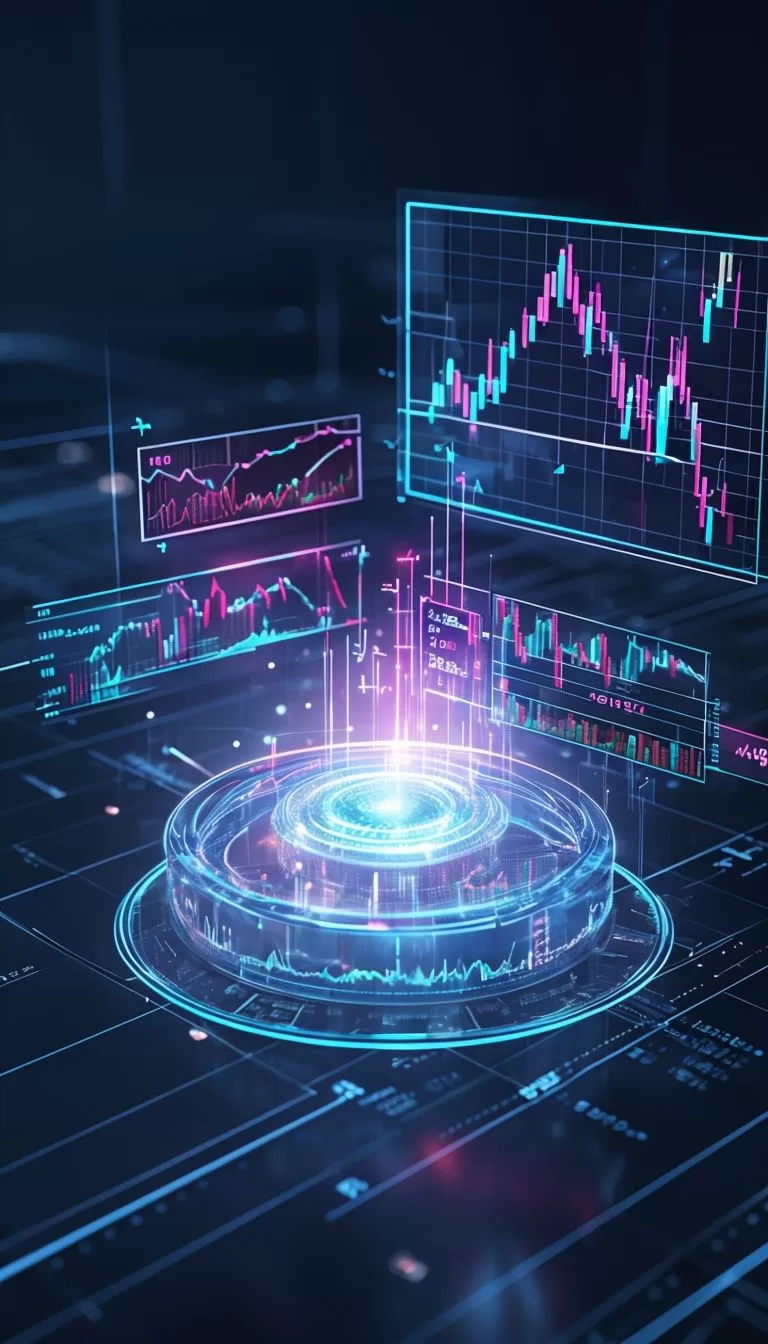 Futuristic Holographic Interface Showcasing AI-Driven Financial Analysis